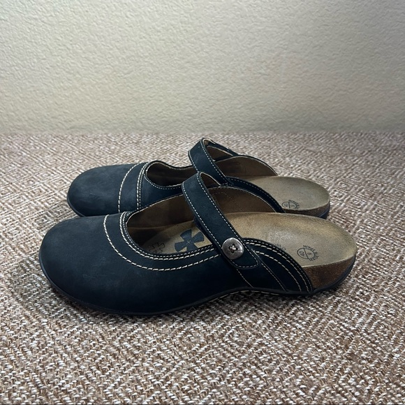 Dr Andrew Weil Clog Mules Womens Sz US 9 EU 40 Black Suede Leather Floral Boho - Picture 6 of 8